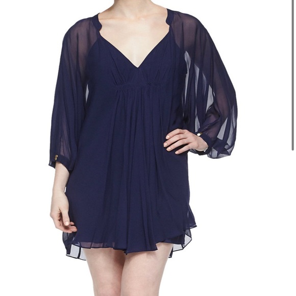 DVF Fleurette Swingy Chiffon Dress size 0 navy - Picture 4 of 9